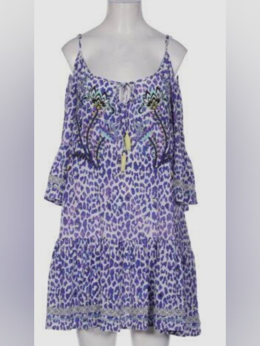 Sportalm Purple Animal-Print Cold-Shoulder Dress